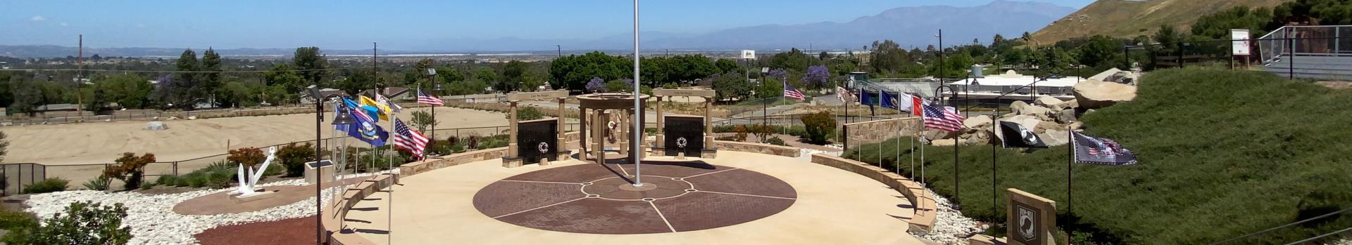 Veterans Memorial with Flags